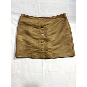 Gap Faux Suede Mini Skirt Women 8 Brown Lined Side Zip Pockets A-Line